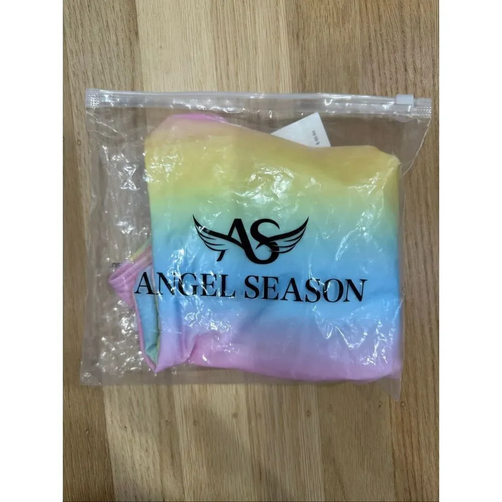 NWT Angel Season Girls One Piece Rainbow Swimsuit 9-10y